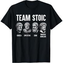 Team Stoic Philosopher Marcus Aurelius Epictetus Seneca Zeno T-Shirt S juoda