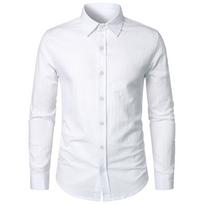 Medvilniniai lininiai marškiniai vyrams Slim Fit Tops Ilgomis rankovėmis Verslo marškinėliai Pavasario Rudens Kasdieniški formalūs vyriški marškiniai S juoda