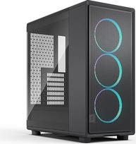 "Fractal Design Epoch Black RGB" - Šiek tiek tonuotas grūdinto stiklo šoninis skydelis - Žaidimų kompiuteris - Tinklelio formos priekinis skydelis - Trys "Momentum 12 RGB" ventiliatoriai - Erdvus vidus - ATX/mATX/ITX palaikymas