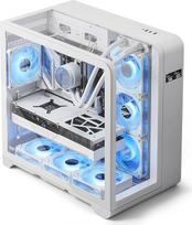 darkFlash ATX Mid-Tower kompiuterio korpusas su ekranu, trys šoniniai stiklo paviršiai, išlenktas dvigubas žaidimų kompiuterio korpusas su pilnu vaizdu, 4 įmontuoti PWM ARGB ventiliatoriai, C tipo, suderinamas su RTX 40, baltas (L280)