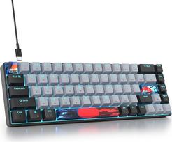 SOLIDEE mechaninė žaidimų klaviatūra 65 proc., 68 klavišų kompaktiška mechaninė klaviatūra su RGB apšvietimu, 65 proc. mechaninė QWERTY klaviatūra, raudonas jungiklis, skirta Win/Mac PC nešiojamiesiems kompiuteriams (68 klavišų)