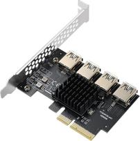 YBBOTT PCI-E 4X į 4 PCI-Express 16X lizdų Riser kortelė, PCI-E 4X į išorinį 4 PCI-E USB 3.0 adapterį Multiplier kortelė Bitcoin Mining