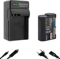 Blumax baterija, suderinama su Nikon EN-EL15 [2250 mAh] + įkroviklis EN-EL15c EN-EL15b EN-EL15a, skirta D500 D800 D850 D7200 D7500 - Z8 Z7 II Z6 II Z5 Zf