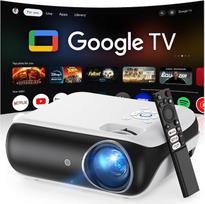Oficiali išmaniosios "Google TV" išmaniosios televizijos kameros, HAPPRUN 25000L Beamer 4K Heimkino su "Dolby Audio", "Wi-Fi" ir "Bluetooth", integruotomis transliacijos programėlėmis, 300" projektoriumi, suderinamu su "Spielkonsolen" ir "Handy