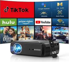 4K projektorius Nešiojamasis išmaniųjų programėlių sertifikuotas "Android TV" 11 projektorių su balso asistentu "WiFi" 6 "Bluetooth" 5.4 DB Audio Automatinis fokusavimas / trapecijos korekcija 1400 ANSI HDR Namų kinas Lauko kinas