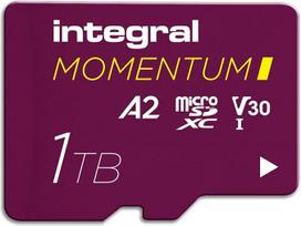 "Integral Momentum I" 1TB "MicroSDXC" kortelė - iki 210MB/s skaitymo, 180MB/s įrašymo, V30, U3, A2 - 4K/5K UHD, skirta "GoPro", DJI dronams, veiksmo ir 360° kameroms - atspari vandeniui, smūgiams, tvirta
