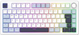 "MechLands Aula F75 75%" mechaninė klaviatūra belaidė, QWERTZ vokiškas išdėstymas, kreminė žaidimų klaviatūra su mygtukais, RGB, keičiama karštuoju režimu, "Reaper" linijinis jungiklis, 2,4 GHz/USB-C/Bluetooth, skirta Win/Mac