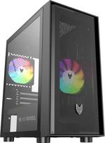 "Oversteel" - "Aeris" žaidimų kompiuterio korpusas, suderinamas su "Micro ATX" ir ITX plokštėmis, 2 120 mm RGB ventiliatoriai, tinklelis priekyje, 2 dulkių filtrai, grūdintas šoninis stiklas, USB 3.0, juodas