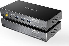 "TESmart HDMI 4K@60Hz KVM Extender" dviejų monitorių, 2 maršrutų "Full HD 4K60" (TX+RX) RGB be nuostolių perdavimo plėstuvas USB 3.0, nulinis vėlavimas, EDID, nuotolinis įjungimas, dvikryptis garso perdavimas, IR