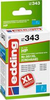 EDD-343 rašalo kasetė - viena kasetė - žydra - 30 ml - 2295 puslapių - pakeičia HP 951XL (CN046AE)