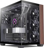 FOIFKIN M09 ATX kompiuterio korpusas - medinis riešutmedžio priekis - iš anksto įmontuotas 7 be RGB ventiliatoriaus, ATX Mid-Tower žaidimų kompiuterio korpusas, su C tipo jungtimi, juodas