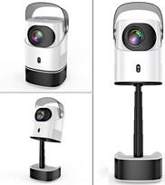 Išmanusis projektorius, nešiojamasis projektorius su "WiFi" ir "Bluetooth 5.4", 1080P vaizdo projektorius, 600 ANSI liumenų, 10 W garsiakalbis, elektrinis fokusavimas ir "Android" programėlės, kino projektorius namams, miegamajam ir sodui