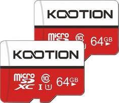 KOOTION Micro SD kortelė 64GB atminties kortelė 10 klasės U1 mini SD kortelė MicroSDXC A1 4K UHS-I atminties kortelė iki 85MB/s, 2 MicroSD kortelių pakuotė, skirta fotoaparatams, mobiliesiems telefonams, planšetiniams kompiuteriams ir "Android" išmanies