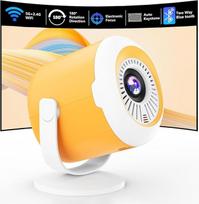 Mini projektorius Nešiojamas mini projektorius su "WiFi" ir "Bluetooth" Besisukantis kino projektorius su elektroniniu fokusavimu LED "Pico" projektoriai namų kinui, suderinami su išmaniuoju telefonu, TV atmintinėmis, nešiojamuoju kompiuteriu, HDMI, USB