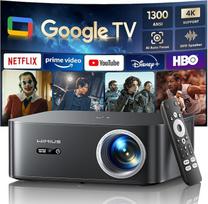 Projektorius 4K [1300 ANSI|Google TV] FHD 1080P projektorius Namų kino 4K palaikomas, automatinis fokusavimas Automobilis Keystone korekcija 30 W išmanusis dienos šviesos projektorius Oficialios licencijos programos WiFi 6 Bluetooth namams