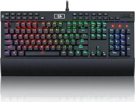 Redragon K550 RGB-Gaming-Tastatur, 104 Tasten + 12 Makro-G-Tasten, kabelgebundene mechanische Tastatur mit Hot-Swap-Buchse, lilafarbenem Clicky-Schalter, extra USB-Anschluss und Handballenauflage