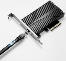 SABRENT 10 Gigabit Ethernet PCIe tinklo adapteris - PCIe 3.0 x4 kortelė, aliumininis radiatorius, atgalinis suderinamumas su 5GbE/2.5GbE/Gigabit/Fast Ethernet, tinka x4/x8/x16 lizdams, būsenos šviesos diodai (NT-10PE)