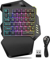 Vienos rankos žaidimų klaviatūra, belaidė, 2,4 G, belaidė, vaivorykštės raidės, RGB spalvų apšvietimas, vienos rankos klaviatūra, 35 klavišai, kairės rankos žaidimų klaviatūra, ergonomiška mechaninė klaviatūra, skirta Spi