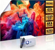 [Fresnelio 85 % ALR ekranas ir srautinio perdavimo išmanusis projektorius] Lauko dienos šviesos ekranas 1,8 dB stiprinimas 100 % sRGB palaikymas 8K/4K 75 colių namų projektorius Automatinis fokusavimas Dolby Audio "WiFi" 6 "Bluetooth" 5.4 1080P
