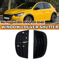 Pair Rear Window Side Vent Shutter Louver Cover Trim For Peugeot 208 2018-2024 Car Accessories Auto Parts Carbon Glossy Black