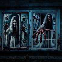 2 dalių Helovino Zombių Vaiduoklių Dekoracija Kraujuota Langų Scary Fonas Lauko Siaubo Kabinamas Audinys Šlykštūs vakarėlio reikmenys 2pcs