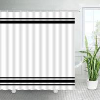 Juodai baltos dryžuotos dušo užuolaidos Modernios minimalistinės geometrinės linijos Poliesterio audinys Vonios dekoravimo audinys Dušo užuolaidų komplektas 90x180cm-35x70in