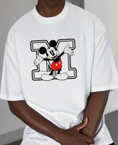 Mickey Mouse  M  Letter T-Shirt,Soft Breathable & Fade Resistant, Classic Fit for Daily Casual Wear S