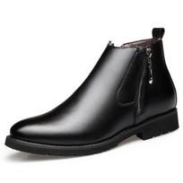 Natūralios odos Chelsea batai Vyriški Žieminiai batai Pliušiniai Šilti batai Madingi Žieminiai Vyriški Ankle Boots Juodi 39 juoda