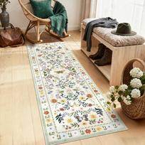 Gėlių ir drugelių rašto takelis Kaimo stiliaus Neslystantis grindų kilimėlis Boho Retro Koridoriaus Svetainės Prieškambario Dekoro Kilimas 40X120CM