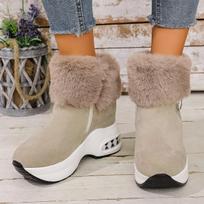 Moteriški platforminiai sniego batai, pleišto kulno pliušiniai ankle boots, patogūs žiemos ankle boots didmeninė prekyba 35 chaki
