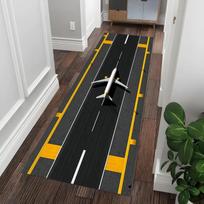 Lėktuvo pakilimo tako bėgimo kilimas Švytėjimo įkvėptas oro uosto koridoriaus kilimas vaikams Pilotų dovana Aviacijos tematikos modernus grindų kilimėlis miegamojo 40X120CM