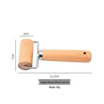 Dvipusė medinė tešlos kočėla ir nerūdijančio plieno tešlos pjaustytuvas Small T-Handle with Steel Ring Rolling Pin balta