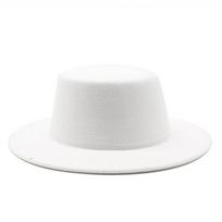 Rudens Žiemos Vaikų Veltinės Fedora Skrybėlės Berniukams Mergaitėms Vienspalvės Imitacijos Vilnos Plokščiu Viršumi Džiazo Kepurės Vaikų Formalūs Kostiuminiai Skrybėlės Kid Size 52-54CM balta