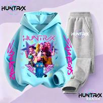 KPop Demono Medžiotojai Huntrix Hoodies Vaikams Animacinių Filmų Drabužiai Mergaitėms Su Gobtuvu Džemperiai Kelnės 2vnt Rinkinys Mažiems Berniukams Apranga 110