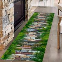 3D Akmens Takas Tropinių Žalių Augalų Kilimas Super Sugeriantis Neslystantis Kilimas Koridoriui Svetainei Miegamajam Namų Dekoras 40X120CM