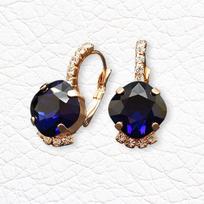 Auskarai moterims DiamondSky „Crete (Dark Indigo)“ su Preciosa kristalais