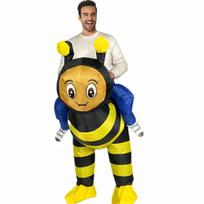 Juokingas vapsvos pripučiamas kostiumas, suaugusiems 150-190cm geltona
