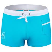 Maudymosi kelnaitės JOCKMAIL Spalvų blokas Vyriškos žemo juosmens bokserio tipo maudymosi šortai Neslystantis raištelis Elastingas Nailonas-Spandex su užtrauktuko kišenė M dangaus mėlyna spalva