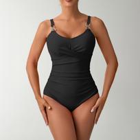 European & American Quick-Dry One-Piece Swimsuit: Solid Color with Diamond Buckle, New 2026 Collection Medium juoda