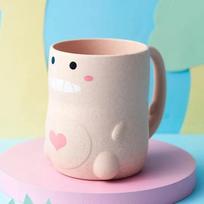 New Cute Cartoon Dinosaur Tooth Brushing Mouthwash Cup Couples Cups Environmental Friendly Plastic Wash Tooth Mug Bathroom Suppl 250ml rožinė