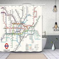 Žemėlapio dekoras Londono miesto metro geležinkelio transportas Poliesterio audinys Vandeniui atsparus žemėlapis Vonios užuolaida Dušo užuolaidų komplektai su 12 kabliukų 90x180cm