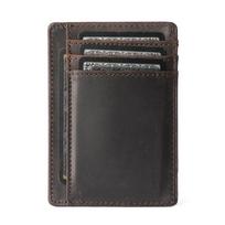 Originali karvės odos Retro plona kortelių dėklas Itin plona minimalistinė unisex maža piniginė kortelėms Verslo kreditinėms banko kortelėms ID kortelės laikiklis tamsiai ruda spalva
