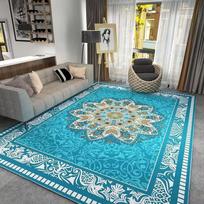 Persian Style Area Rugs Intricate Medallion Design Blue Black Beige Colors for Elegant Living Room Decor 40x60cm