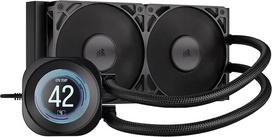 "CORSAIR Nautilus 240 RS LCD skystojo procesoriaus aušintuvas - 2,1 colio IPS LCD ekranas, 240 mm AIO, lengvai jungiamas grandininiu būdu, "Intel LGA 1851/1700", AMD AM5/AM4 - yra 2 x RS120 ventiliatoriai - juodas