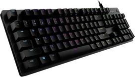"Logitech G512" mechaninė žaidimų klaviatūra, GX-Red linijiniai jungikliai, LIGHTSYNC RGB apšvietimas, USB kilpa, aliuminio korpusas, programuojami F klavišai, US QWERTY išdėstymas, juoda