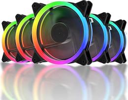 "upHere" RGB LED korpuso ventiliatorius 120 mm didelio oro srauto ventiliatorius su valdikliu ir koncentratoriumi, 5 vnt. (RGB123-5), stalinis kompiuteris