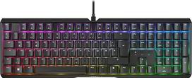 CHERRY XTRFY MX 3.1 mechaninė žaidimų klaviatūra, vokiškas išdėstymas (QWERTZ), RGB apšvietimas, aliuminio korpusas, USB-A prievadas, MX2A rudos spalvos jungikliai, juoda