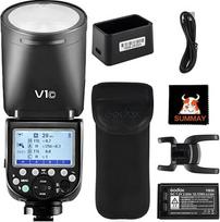 GODOX V1-C TTL apvali fotoaparato blykstė su 2 W LED nustatymo šviesa, 1/8000 s didelės spartos sinchronizacija, 480 pilno galingumo blykstė, 5600±200K spalvų temperatūra, tinka "Canon EOS" serijos fotoaparatams