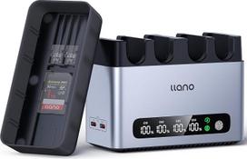 llano DMW-BLK22 65W 4 lizdų greitasis įkroviklis, skirtas "Panasonic Lumix S5 S5II GH6 S5IIX GH5 II S5M2 S5M2X GH5M2 DC-S9 DC-G9 II DC-S5 DC-S5 II DC-S5IIX - USB-C LED ekranas Patvarus CNC aliuminis