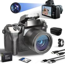 SWE skaitmeninis fotoaparatas 4K 64 MP skaitmeninis fotoaparatas su 4,0 colių jutikliniu ekranu, automatinio fokusavimo "WiFi" kompaktiškas fotoaparatas 16X skaitmeninis priartinimo fotoaparatas pradedantiesiems paaugliams (dvigubo objektyvo pistoletinė p